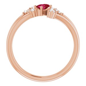14K Rose Gold Natural Ruby & 1/8 CTW Natural Diamond Bypass Ring