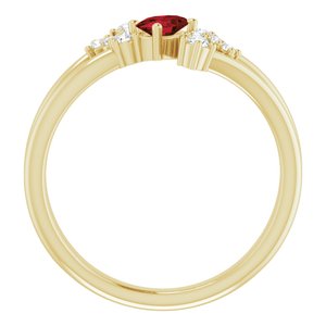 14K Yellow Gold Natural Mozambique Garnet & 1/8 CTW Natural Diamond Bypass Ring