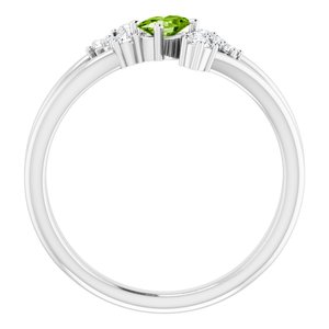 14K White Gold Natural Peridot & 1/8 CTW Natural Diamond Bypass Ring