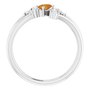 Sterling Silver Natural Citrine & 1/8 CTW Natural Diamond Bypass Ring