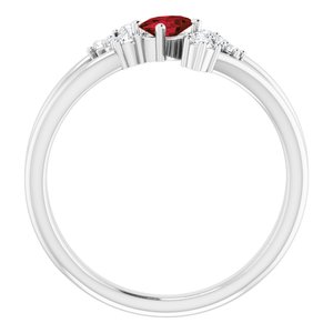 Sterling Silver Natural Mozambique Garnet & 1/8 CTW Natural Diamond Bypass Ring
