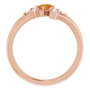 14K Rose Gold Natural Citrine & 1/8 CTW Natural Diamond Bypass Ring