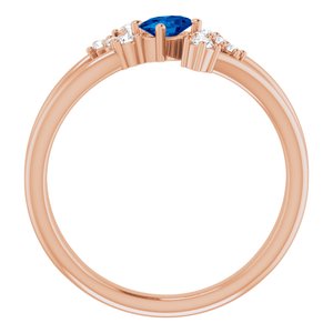 14K Rose Gold Natural Blue Sapphire & 1/8 CTW Natural Diamond Bypass Ring
