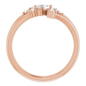 14K Rose Gold Natural White Sapphire & 1/8 CTW Natural Diamond Bypass Ring