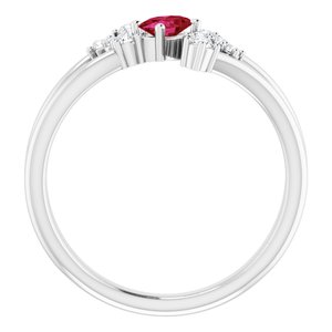 14K White Gold Natural Ruby & 1/8 CTW Natural Diamond Bypass Ring
