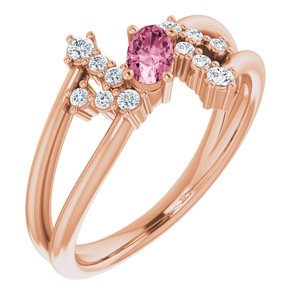 14K Rose Gold Natural Pink Tourmaline & 1/8 CTW Natural Diamond Bypass Ring