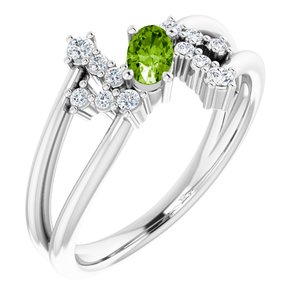 Platinum Natural Peridot & 1/8 CTW Natural Diamond Bypass Ring