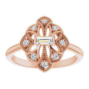 14K Rose Gold 1/5 CTW Natural Diamond Vintage-Inspired Ring