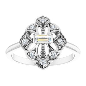 Sterling Silver 1/5 CTW Natural Diamond Vintage-Inspired Ring