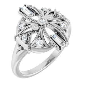 14K White Gold 1/4 CTW Natural Diamond Vintage-Inspired Ring