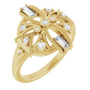 14K Yellow Gold 1/4 CTW Natural Diamond Vintage-Inspired Ring