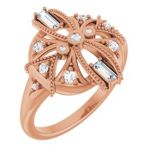 14K Rose Gold 1/4 CTW Natural Diamond Vintage-Inspired Ring