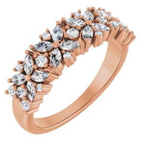 14K Rose 5/8 CTW Lab-Grown Diamond Floral Anniversary Band