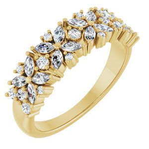 14K Yellow 5/8 CTW Lab-Grown Diamond Floral Anniversary Band