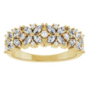 14K Yellow 5/8 CTW Lab-Grown Diamond Floral Anniversary Band