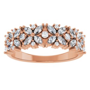 14K Rose 5/8 CTW Lab-Grown Diamond Floral Anniversary Band