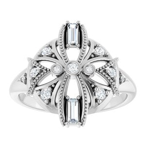 Platinum 1/4 CTW Natural Diamond Vintage-Inspired Ring