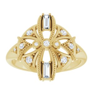 14K Yellow Gold 1/4 CTW Natural Diamond Vintage-Inspired Ring