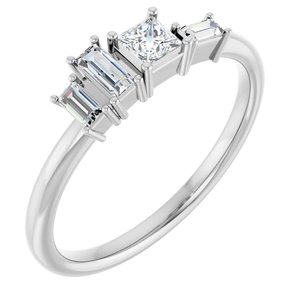 Sterling Silver 1/4 CTW Natural Diamond Stackable Geometric Ring