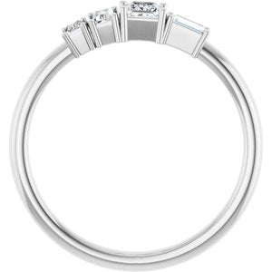 14K White Gold 1/4 CTW Natural Diamond Stackable Geometric Ring