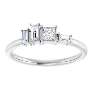 14K White Gold 1/4 CTW Natural Diamond Stackable Geometric Ring