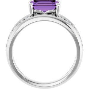 Platinum Natural Amethyst & 1/5 CTW Natural Diamond Ring