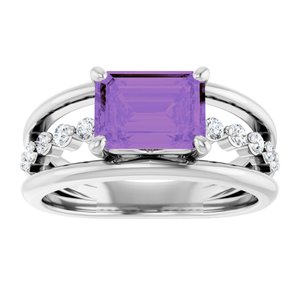 Platinum Natural Amethyst & 1/5 CTW Natural Diamond Ring