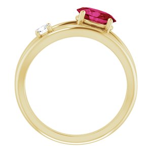14K Yellow Gold Lab-Grown Ruby & 1/10 CTW Natural Diamond Ring