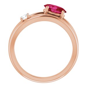 14K Rose Gold Lab-Grown Ruby & 1/10 CTW Natural Diamond Ring