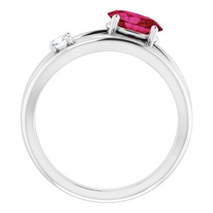 14K White Gold Lab-Grown Ruby & 1/10 CTW Natural Diamond Ring