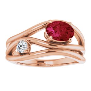 14K Rose Gold Lab-Grown Ruby & 1/10 CTW Natural Diamond Ring