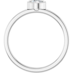 14K White Gold 4.5 mm Natural White Sapphire Ring