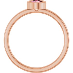 14K Rose Gold 4.5 mm Natural Pink Tourmaline Ring