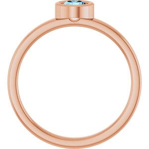 14K Rose Gold 4.5 mm Natural Aquamarine Ring