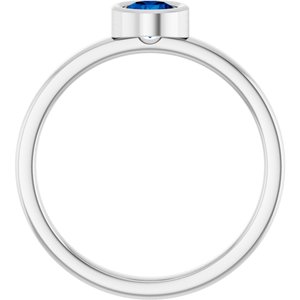 14K White Gold 4.5 mm Natural Blue Sapphire Ring
