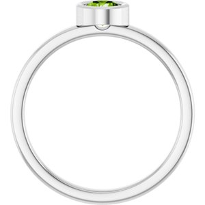 Platinum 4.5 mm Natural Peridot Ring