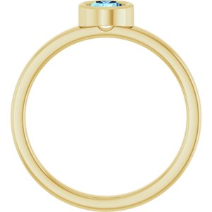 14K Yellow Gold 4.5 mm Natural Aquamarine Ring