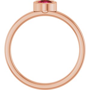 14K Rose Gold 4.5 mm Lab-Grown Ruby Ring