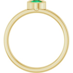 14K Yellow Gold 4.5 mm Lab-Grown Emerald Ring