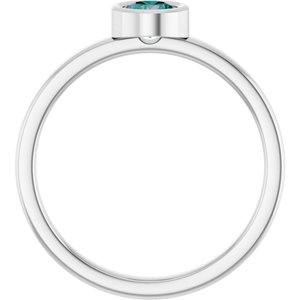 Rhodium-Plated Sterling Silver 4.5 mm Lab-Grown Alexandrite Ring