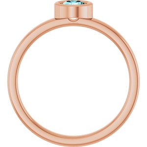 14K Rose Gold 4.5 mm Natural Blue Zircon Ring