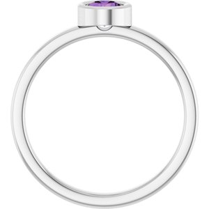 14K White Gold 4.5 mm Natural Amethyst Ring