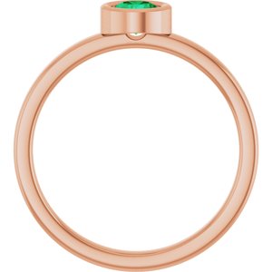 14K Rose Gold 4.5 mm Natural Emerald Ring