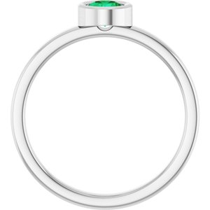 Platinum 4.5 mm Natural Emerald Ring