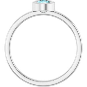 Platinum 4.5 mm Natural Blue Zircon Ring