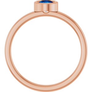 14K Rose Gold 4.5 mm Natural Blue Sapphire Ring