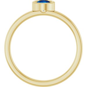 14K Yellow Gold 4.5 mm Natural Blue Sapphire Ring