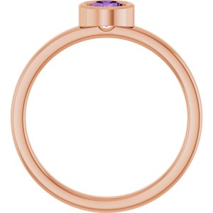 14K Rose Gold 4.5 mm Natural Amethyst Ring