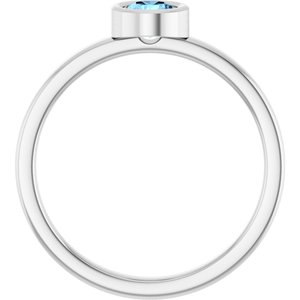 Platinum 4.5 mm Natural Aquamarine Ring