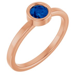 14K Rose Gold 4.5 mm Lab-Grown Blue Sapphire Ring
